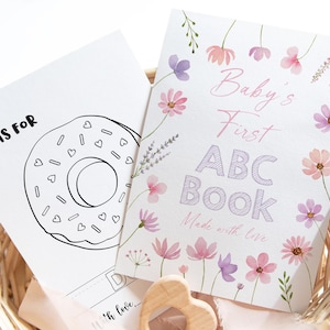 Baby&#39;s First ABC Coloring Book, Wildflower Baby Shower Alphabet Book, Baby Shower Coloring Pages, Baby Shower Coloring Activity Digital A769