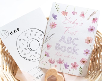 Baby's First ABC Coloring Book, Wildflower Baby Shower Alphabet Book, Baby Shower Coloring Pages, Baby Shower Coloring Activity Digital A769