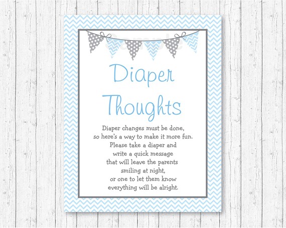 Chevron Diaper Thoughts Game / Chevron Baby Shower / Baby Blue & Grey / Chevron Pattern / Late Night Diaper Game / INSTANT DOWNLOAD A218 Il_570xn