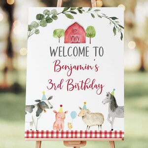 Editable Farm Birthday Welcome Sign, Farm Birthday Party, Barnyard Birthday, Boy Farm Birthday, Printable, Digital, Instant Download A511 image 1