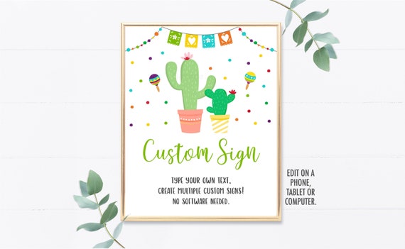EDITABLE Fiesta Baby Shower Sign Cactus Succulent Gender Neutral Coed Baby Shower Printable Digital Instant Download Template A504 Il_570xn
