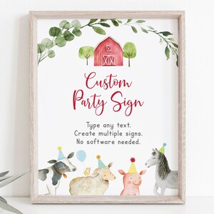 Editable Farm Birthday Sign Farm Animals Barnyard Birthday Party Animals Boy Farm Party Printable Digital Instant Download Custom A511
