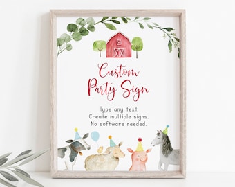Editable Farm Birthday Sign Farm Animals Barnyard Birthday Party Animals Boy Farm Party Printable Digital Instant Download Custom A511