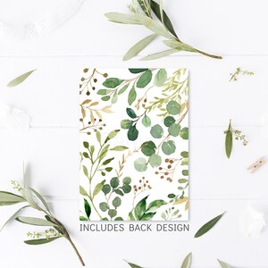 Editable Greenery Baby Shower Invitation Oh Baby Gender Neutral Greenery & Gold Eucalyptus Floral Printable Digital Instant Download A529 image 2