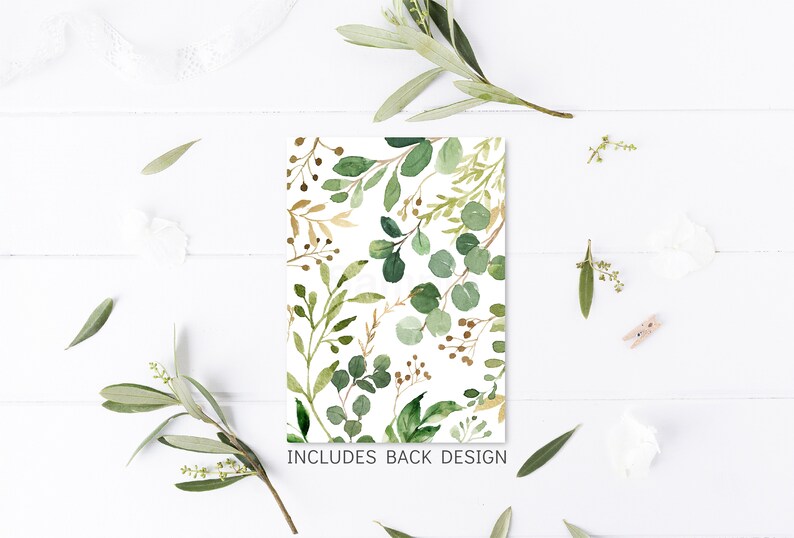 Editable Greenery Baby Shower Invitation Oh Baby Gender Neutral Greenery & Gold Eucalyptus Floral Printable Digital Instant Download A529 image 2