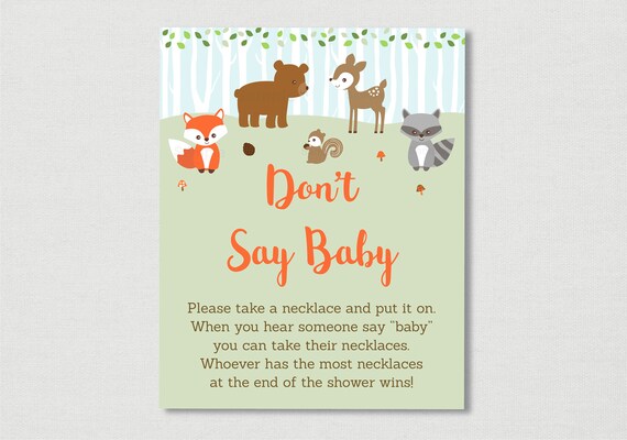 Woodland Animal Don't Say Baby Game / Woodland Baby Shower / Baby Woodland Animals / Forest Animal Baby Shower / INSTANT DOWNLOAD A469 Il_570xn