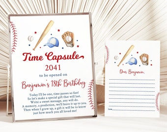 Editable Baseball First Birthday Time Capsule Rookie of the Year Baseball Birthday Baseball Party Printable Digital Download A713