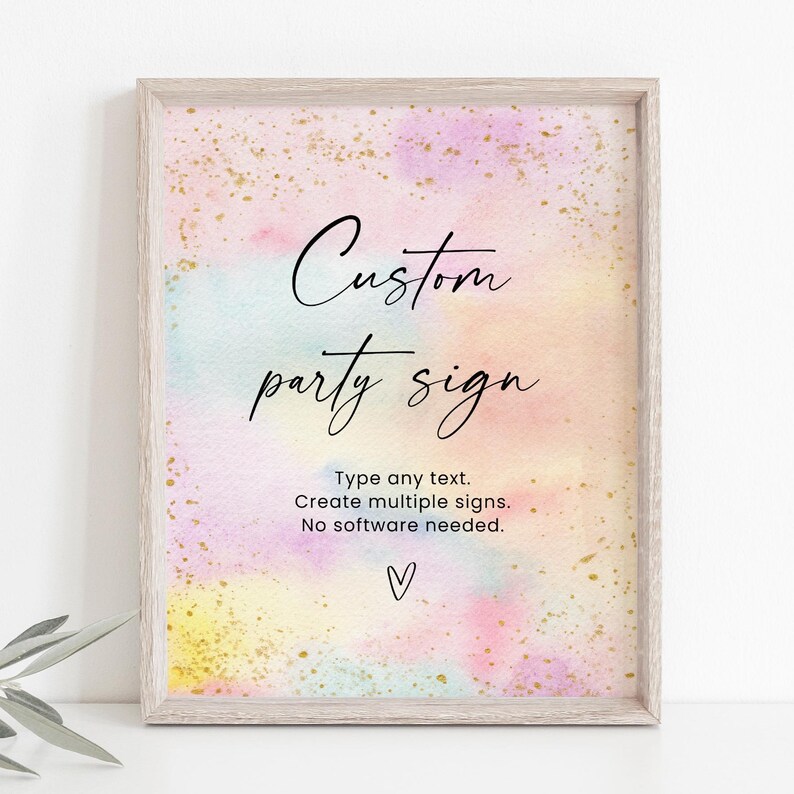 Editable Rainbow Birthday Party Sign , Minimalist Pastel Rainbow Party