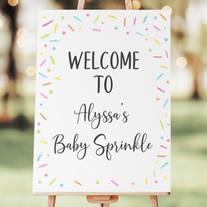 Editable Baby Sprinkle Welcome Sign Gender Neutral Coed Baby Sprinkle Confetti Watercolor Sprinkles Digital Download A642