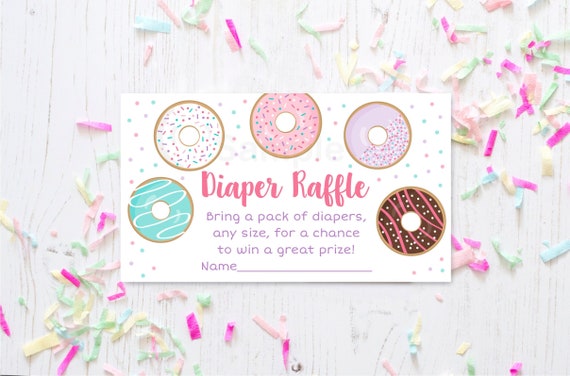 Donut Diaper Raffle Cards, Donut Baby Shower, Pink Donut, Donuts & Diapers, Donut Baby Sprinkle, Doughnut, Printable, Instant Download A500 Il_570xn