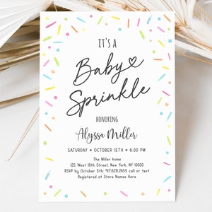 Editable Baby Sprinkle Invitation Gender Neutral Coed Baby Sprinkle Confetti Watercolor Sprinkles Digital Download A642