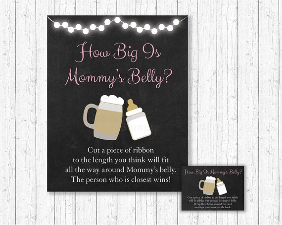 How Big Is Mommy's Belly Game / Baby Is Brewing Baby Shower / BBQ Baby Shower / BaByQ / Pink / Belly Guessing Game / INSTANT DOWNLOAD A155 Il_570xn