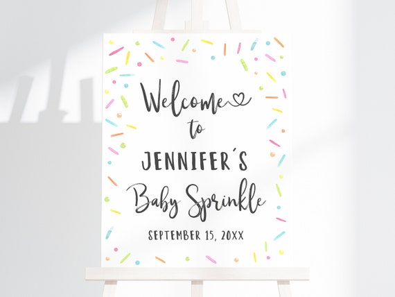 Editable Baby Sprinkle Welcome Sign Gender Neutral Coed Baby Sprinkle Confetti Watercolor Sprinkles Digital Download A642 Il_570xn