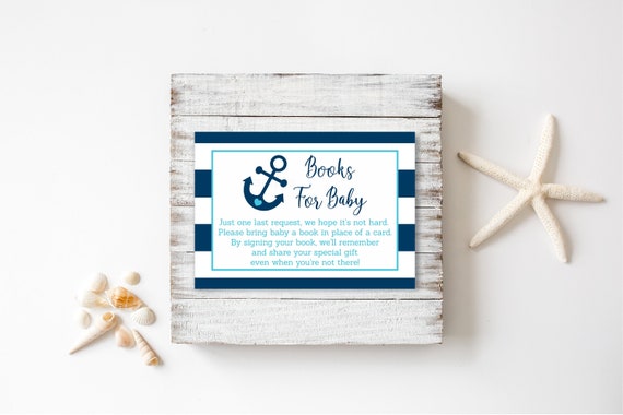 Nautical Book Request Cards Nautical Baby Shower Anchor Aqua & Navy Boy Baby Shower Books For Baby Printable Digital Instant Download A222 Il_570xn