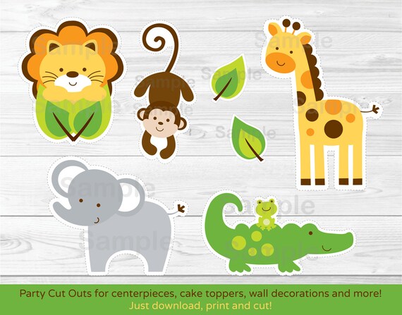 Jungle Safari Animal Cut Outs / Centerpiece / Wall Decor / Party Decor / Printable INSTANT DOWNLOAD A245 Il_570xn
