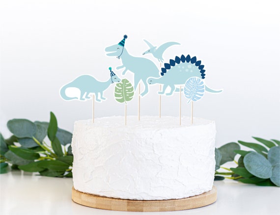 Blue Dinosaur Birthday Centerpiece Cake Toppers Cut Outs Dinosaur First Birthday Boy Dinosaur Party T-Rex Safari Digital Download A573 Il_570xn