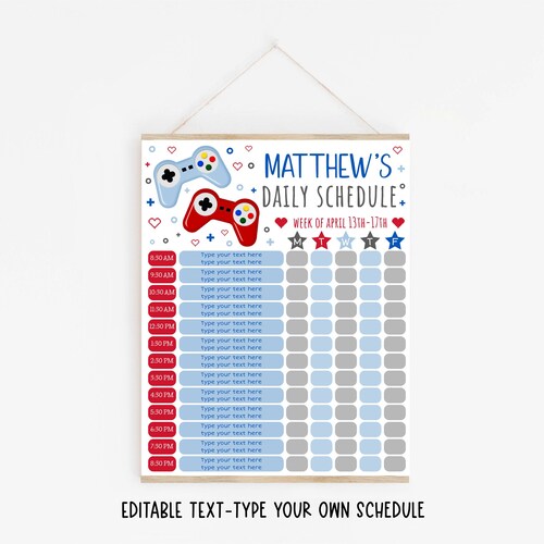 Editable Video Game Daily Routine Chart Morning Evening Daily - Etsy Canada