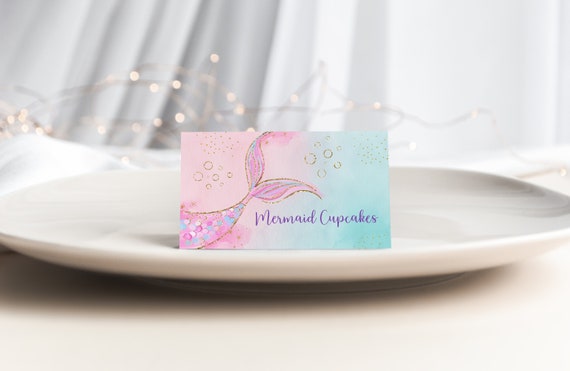 Editable Mermaid Birthday Tent Cards Food Labels Girl Mermaid Party Pink Gold Mermaid Tail Under The Sea Party Printable Digital A627 Il_570xn