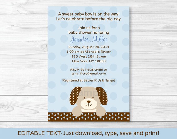 Puppy Theme Baby Shower Invitations Puppy Baby Shower Invitations Puppy Baby Shower Dog Baby Shower Theme