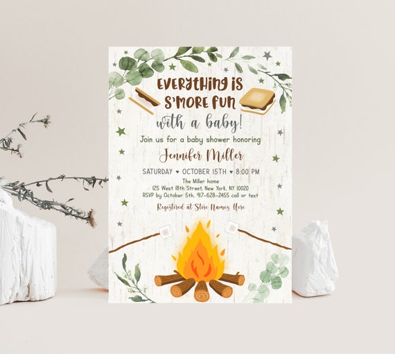 Editable S'mores Baby Shower Invitation Rustic Fall Campfire Bonfire Baby Shower Smore Fun With A Baby Printable Instant Download A520 Il_570xn