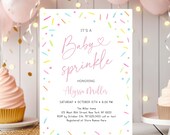 Editable Pink Baby Sprinkle Invitation Baby Sprinkle Invite Baby Girl Sprinkle Confetti Watercolor Sprinkles Digital Download A642