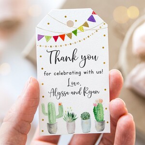 Editable Fiesta Baby Shower Thank You Tags Favor Tags Gold Fiesta Cactus Succulent Taco Bout A Baby Gender Neutral Digital Download B144