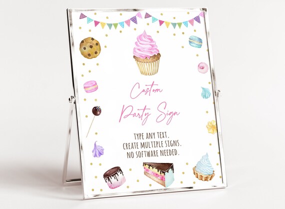 Editable Baking Party Sign Baking Birthday Girls Baking Party Cooking ...
