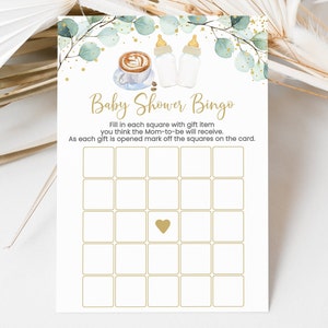Editable Babies Are Brewing Baby Shower Bingo Game Twins Coffee Baby Shower Baby Brewing Greenery Gold Gender Neutral Download A601