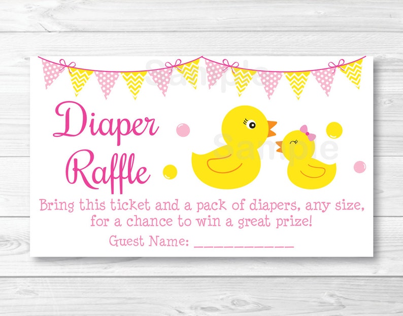 Pink Rubber Duck Diaper Raffle Tickets / Rubber Duck Baby Etsy