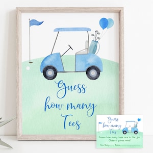 Golf Guess How Many Tees Game Gold Birthday Hole in One Birthday Golf Par-tee Golf 1st Birthday Boy First Birthday Digital Download A695