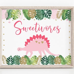 Sweetivores Dinosaur Birthday Sign, Girl Dinosaur Birthday, Pink Dinosaur, Dinosaur Dessert Table Sign, PRINTABLE Instant Download A507