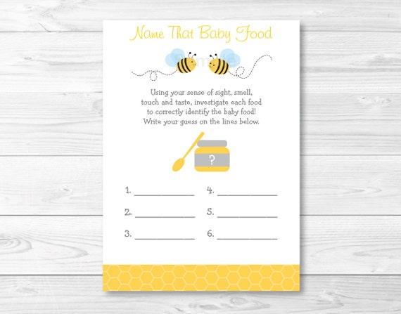 Bumble Bee Name The Baby Food Game Bumble Bee Baby Shower Baby