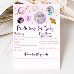 Rosa Galaxie Vorschauen für Baby Spiel Galaxy Ratenkarten Weltraum Baby Shower Mädchen Rosa Gold Galaxy Planeten Mond Digitaler Download A631