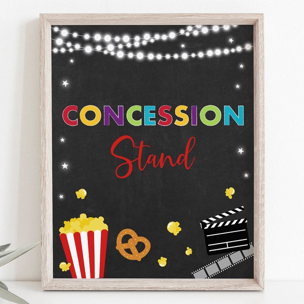 Movie Night Concession Stand Party Sign Backyard Movie Night Boy Girl Outdoor Backyard Movie Party Popcorn Digital Download A555