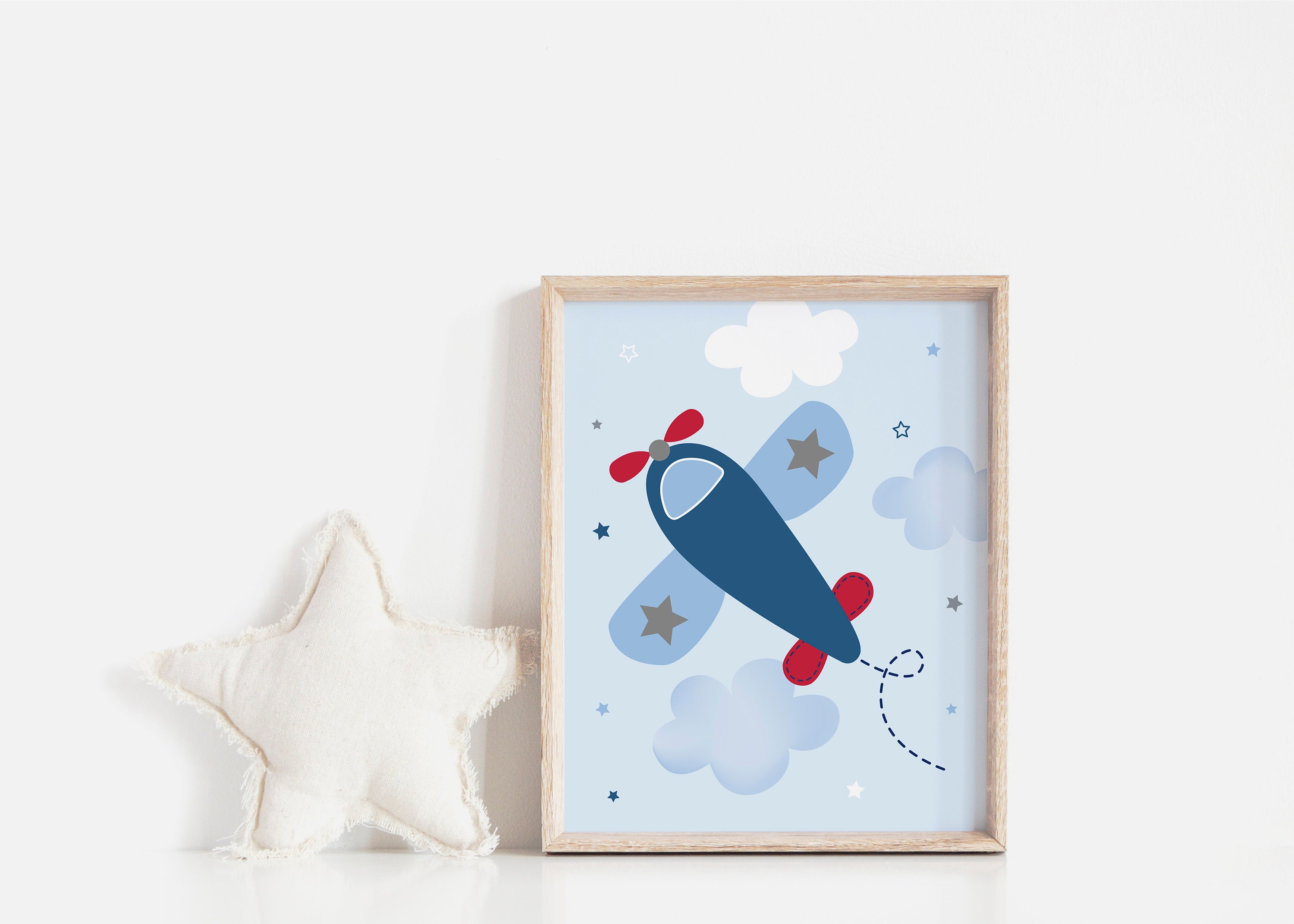 Airplane Nursery Wall Art Prints Boys Airplane Wall Art Blue Etsy