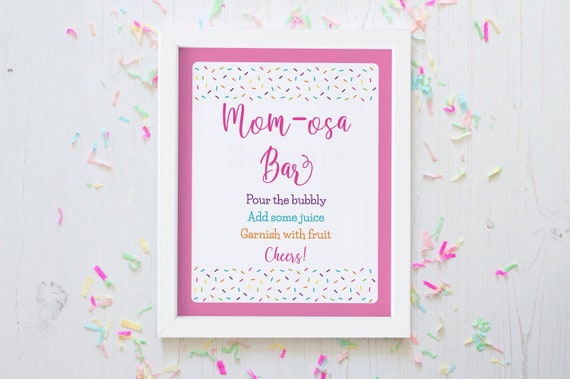 Pink Baby Sprinkle Mom-osa Bar Sign Baby Girl Sprinkle Rainbow Sprinkle Mimosa Bar Sign Digital Printable Instant Download A109 Il_570xn
