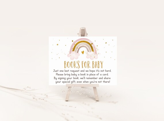 Rainbow Baby Shower Book Request Cards Gold Rainbow Boho Rainbow Clouds Stars Hearts Gender Neutral Books For Baby Printable Digital A610 Il_570xn