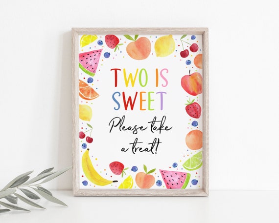 Two-tti Frutti Treat Sign Dessert Sign Two-tti Frutti Birthday Cutie Fruit Second Birthday Tropical Fruit Summer Party Digital Download A671 Il_570xn