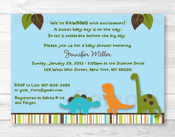 Dinosaur Baby Shower Invitations Etsy