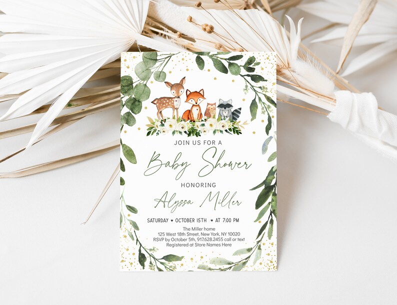 Editable Woodland Baby Shower Invitation Woodland Animals Etsy