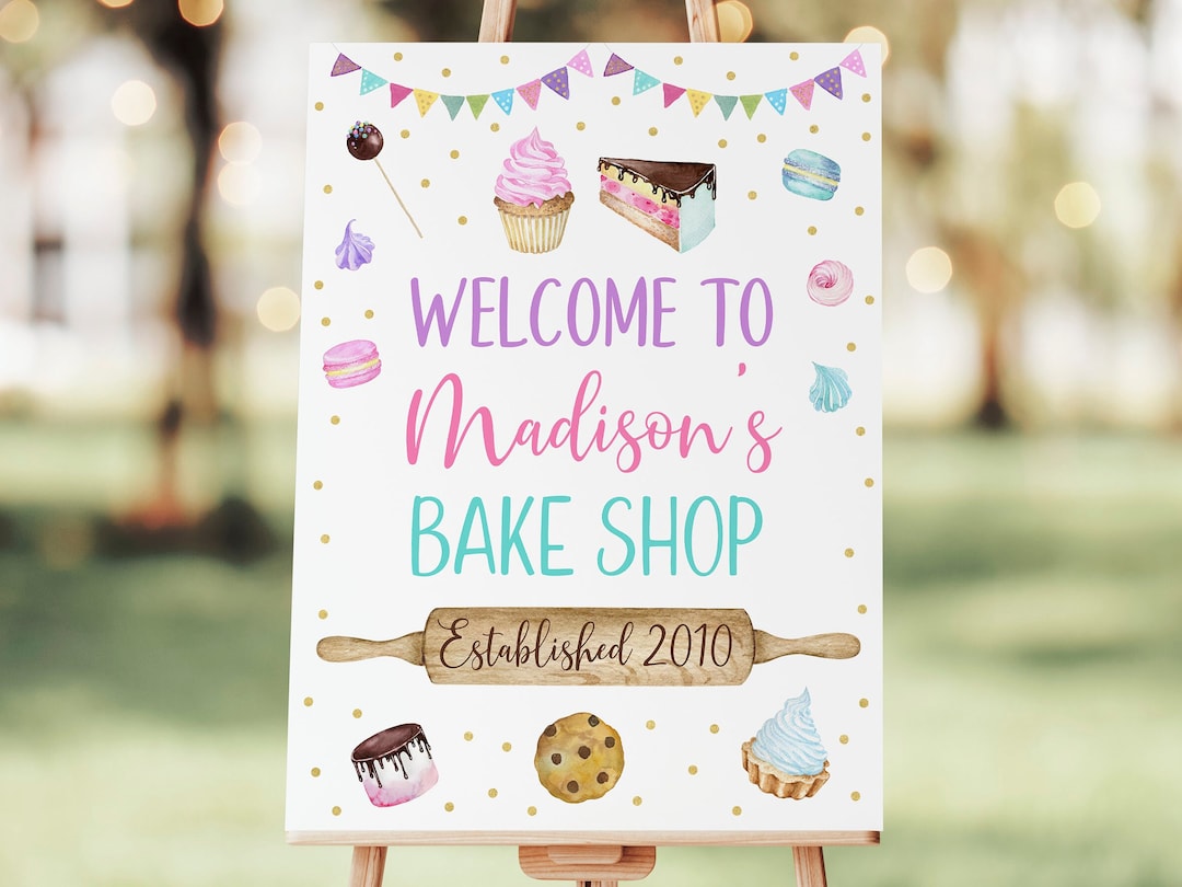 Editable Baking Party Birthday Welcome Sign Baking Birthday Girls ...