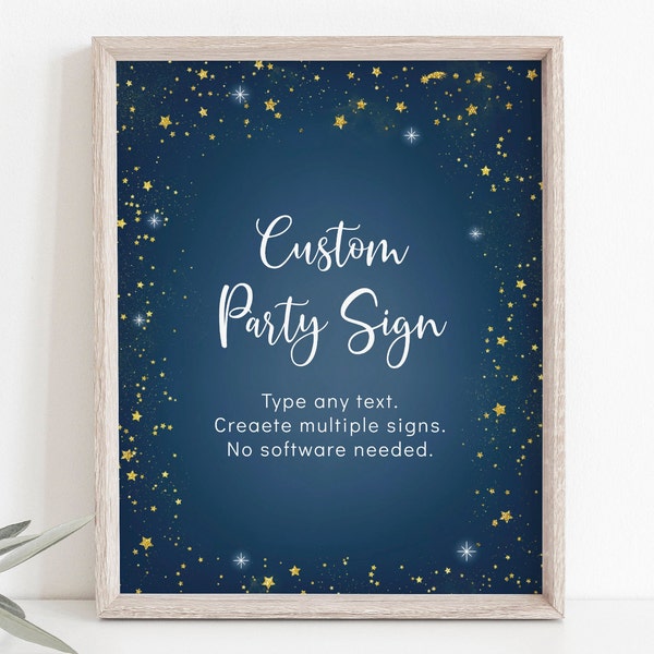 Editable Twinkle Star Baby Shower Sign Navy & Gold Twinkle Little Star Boy Baby Shower Printable Digital Instant Download Corjl A527