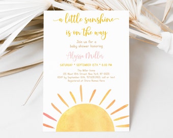 Editable Little Sunshine Baby Shower Invitation Boho Sunshine Baby Shower Invite You Are My Sunshine Shower Boy Girl Digital Download A681