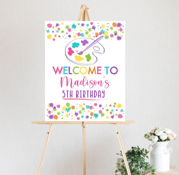 Editable Art Party Birthday Welcome Sign Dress For A Mess Girl Rainbow Art Party Paint Party Arts & Crafts Party Digital Printable A215 Il_570xn