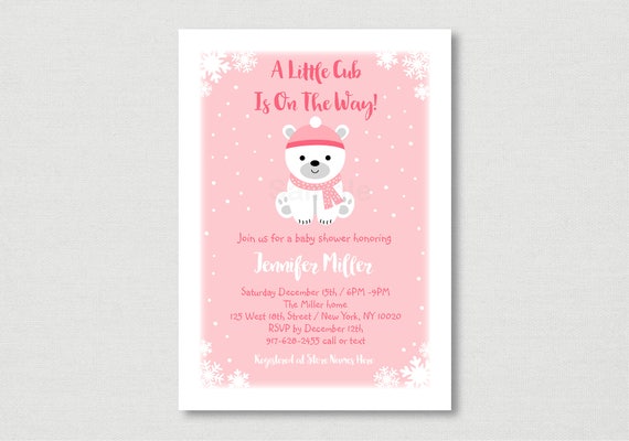 polar bear baby shower invitations