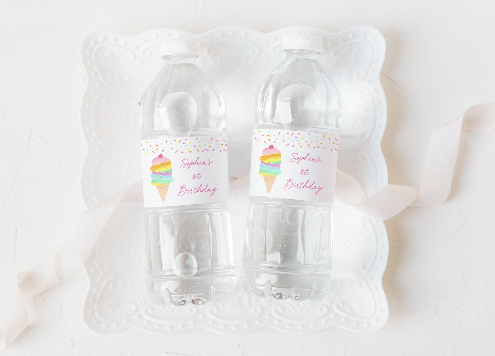 Editable Ice Cream Water Bottle Labels Ice Cream Birthday - Etsy