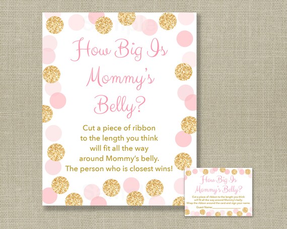 Glitter How Big Is Mommy's Belly Game / Glitter Dots Baby Shower / Blush Pink & Gold / Belly Guessing Game / INSTANT DOWNLOAD A225 Il_570xn