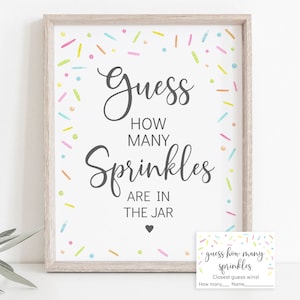 Baby Sprinkle Guess How Many Game Gender Neutral Coed Baby Sprinkle Confetti Watercolor Sprinkles Guessing Game Digital Download A642