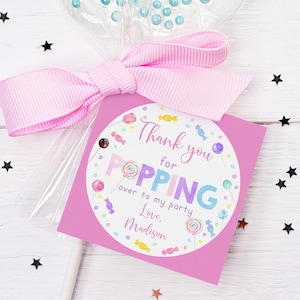 Editable Lollipop Birthday Favor Tag Thank You Tag Candy Shop Birthday Candy Birthday Sweet Shop Party Lollipop Candies Candy Party A659