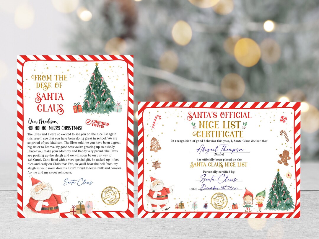 Editable Bundle Approved Letter From Santa Approved Letter + Nice List ...